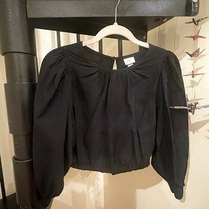 💫A New Day Black Textured Keyhole Puff Sleeve Blouse; size small💫